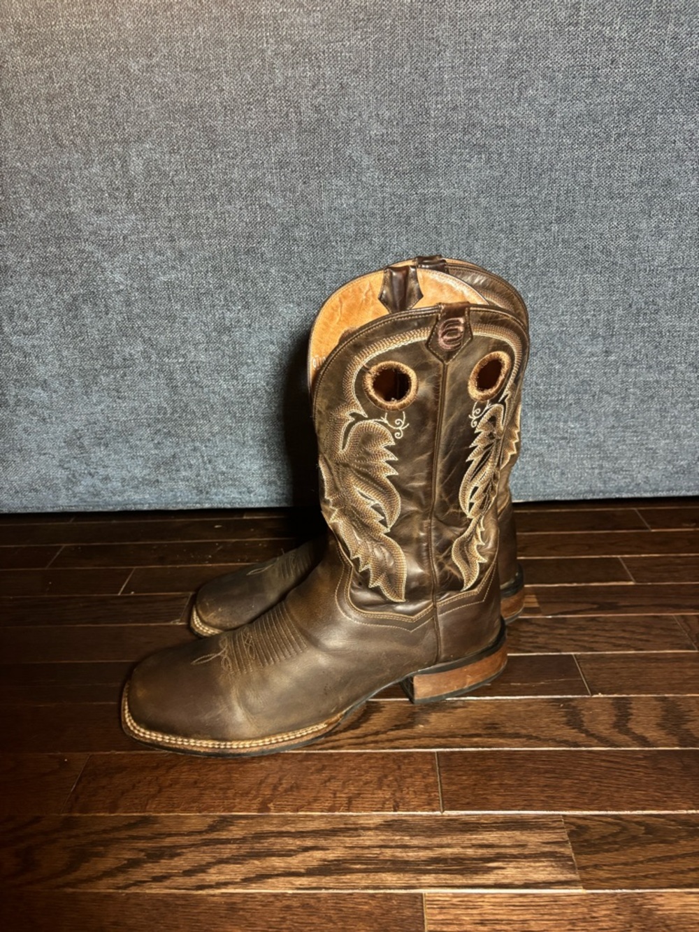 Dan Post Men's Brown Leather Western Pull-On Boots with Embroidered Shaft